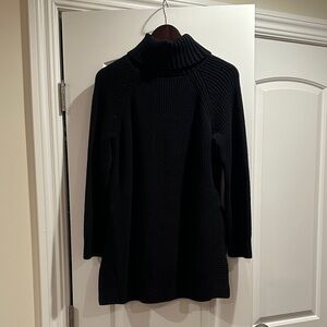 kate spade new york black knit turtleneck sweater tunic cotton cashmere blend